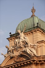 Poland, Krakow, female sculptures on the Juliusz Slowacki Theatre.