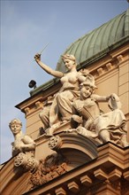 Poland, Krakow, female sculptures on the Juliusz Slowacki Theatre.