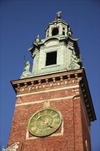 Poland, Krakow, Clock tower of Wawel Cathedral.