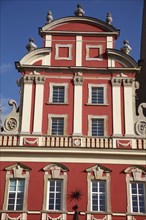 Poland, Wroclaw, pastel coloured building facade in the Rynek old town square.