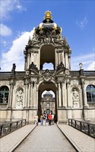 GERMANY, Saxony, Dresden, The Crown Gate or Kronentor of the restored Baroque Zwinger Palace with