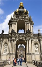 GERMANY, Saxony, Dresden, The Crown Gate or Kronentor of the restored Baroque Zwinger Palace with