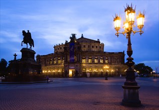 GERMANY, Saxony, Dresden, The restored Baroque Sachsische Staatsoper or State Opera House in