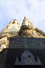 GERMANY, Saxony, Dresden, Detail in evening light of the Baroque Frauenkirche Church of Our Lady