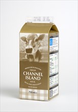 Drink, Milk,  Pasteurised, Full Cream dairy milk Carton Produced in England from the Channel