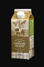 Drink, Milk, Pasteurised, Full Cream dairy milk Carton Produced in England from the Channel Islands
