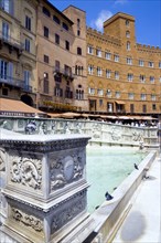 ITALY, Tuscany, Siena, The 19th Century replica of the 15th Century white marble Fonte Gaia
