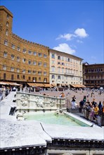 ITALY, Tuscany, Siena, Tourists around the 19th Century replica of the 15th Century white marble