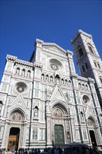 ITALY, Tuscany, Florence, The Neo-Gothic marble west facade of the Cathedral of Santa Maria del