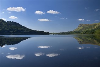 IRELAND, County Sligo, Glencar Lake, Reflection of Kings Mountain.