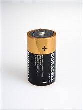 Power, Electricity, Batteries, 1.5 volt Duracell Alkaline battery showing positive and negative