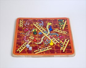 Toys, Games, Board Game, Snakes and Ladders board game with dice and counters for children against