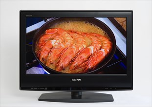 Communications, Media, Television, Sony Bravia Wide Flat Screen TV on a white background showing a