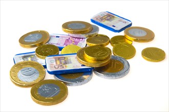 Food, Confectionery, Sweets, Chocolates, Chocolate Euro Coins.