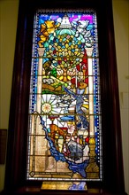 Ireland, North, Belfast, City Hall, Interior, Centenary Stained Glass Window with various scenes
