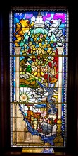 Ireland, North, Belfast, City Hall, Interior, Centenary Stained Glass Window with various scenes