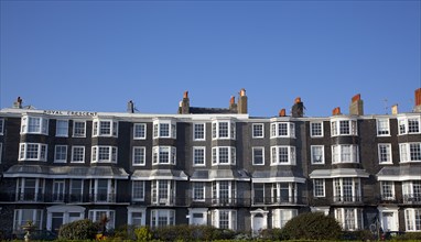 England, East Sussex, Brighton, Kemptown, Royal Crescent Victorian terraced houses on Marine Parade