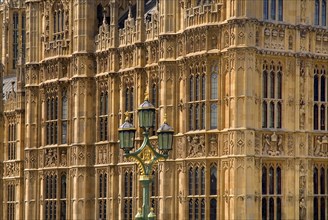 England, London, Westminster,  Houses of Parliament, detail of a section of the building with green