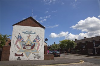 Ireland, North, Belfast, Donegall Pass, Loyalist poltical mural on a gable wall commemorating