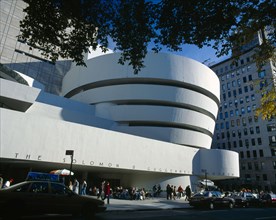 New York, New York State, USA. The Solomon R Guggenheim Museum entrance American Destination