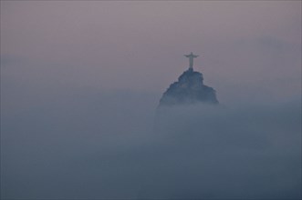 Rio de Janeiro, Brazil. The statue of Christ the Redeemer and the peak of Corcovado mountain above