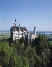 Fussen, Bavaria, Germany. Neuschwanstein Castle of King Ludwig on rocky hill. Germany German Euro