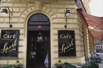 Vienna, Austria. Mariahilf District. Exterior facade of Cafe Sperl frequented by Adolf Hitler.