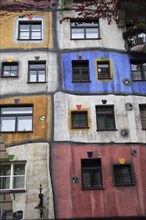 Vienna, Austria. Hundertwasswerhaus moderm colourful expressionist apartment building exterior.