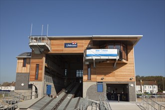 Shoreham-by-Sea, West Sussex, England. Kingston Beach Newly constructed lifeboat house opposite the