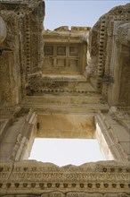 Selcuk, Izmir Province, Turkey. Ephesus. Roman Library of Celsus. View from below looking up at