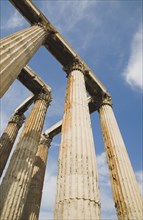Athens, Attica, Greece. The Temple of Olympian Zeus corinthian capitals and architraves of ruined