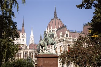Budapest, Pest County, Hungary. Equestrian statue of Francis II Rakoczi leader of the Hungarian