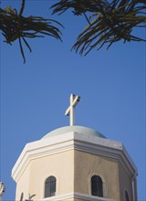 Kos, Dodecanese Islands, Greece. Detail of Greek Orthodox church hexagonal shape with roof dome and