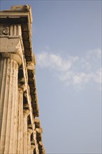 Athens, Attica, Greece. Acropolis part view of the Parthenon widely considered a key landmark of