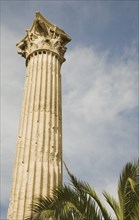 Athens, Attica, Greece. The Temple of Olympian Zeus single corinthian column of ruined temple