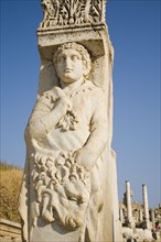 Selcuk, Izmir Province, Turkey. Ephesus. Detail of carved figure of Heracles or Hercules carrying
