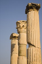 Selcuk, Izmir Province, Turkey. Ephesus. Ruined columns in antique city of Ephesus on the Aegean