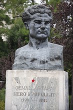 Tirana, Albania. Bust of Qemal Stafa a founding member of the Albanian Communist Party. Albanian