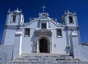 Estomber, Algarve, Portugal. Exterior of typical Portugese Church European Portuguese Religion