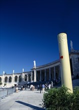 Fatima, Beira Litoral, Portugal. Large incense burning on steps outside church Portuguese Religion