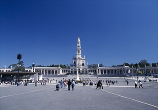 Fatima, Biera Litoral, Portugal. View of the church & shrine with pilgrims Portuguese Religion