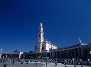 Fatima, Biera Litoral, Portugal. View of the church & shrine with pilgrims Portuguese Religion