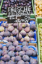 Vienna, Austria. The Naschmarkt. Fresh figs for sale on market fruit stall display. Austria