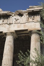 Athens, Attica, Greece. Part view of ruined portico and columns of eastern face of the Temple of