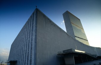 Manhattan, New York, USA. United Nations Building exterior. North America United States of America