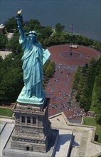 New York, New York State, USA. The Statue of Liberty from above. American North America United
