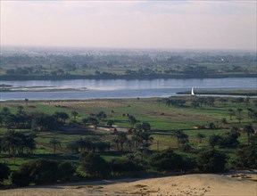 Beni Hasan, Nile Valley, Egypt. View over agricultural land in the flood plain of the River Nile