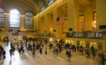 USA, New York, New York City, Manhattan  Grand Central Terminal railway station with people walking