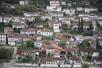 Albania, Berat, Traditional Ottoman buildings in the old town.