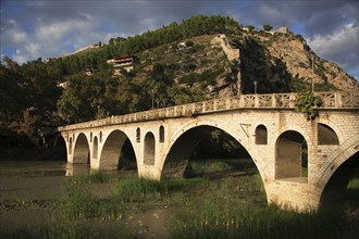 Albania, Berat, Bridge over the river Osum.